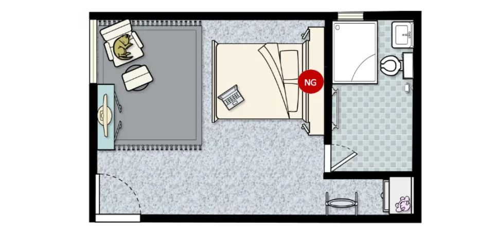 bản vẽ phòng ngủ có toilet