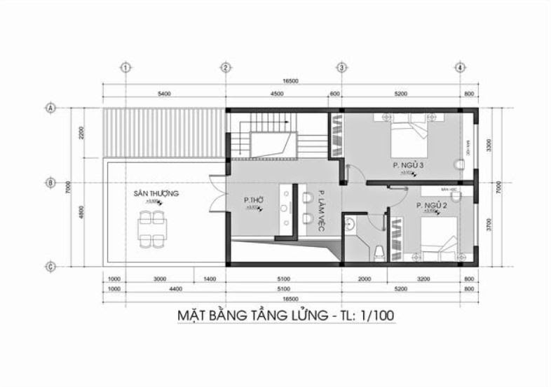 Mặt bằng tầng lửng nhà 800 triệu