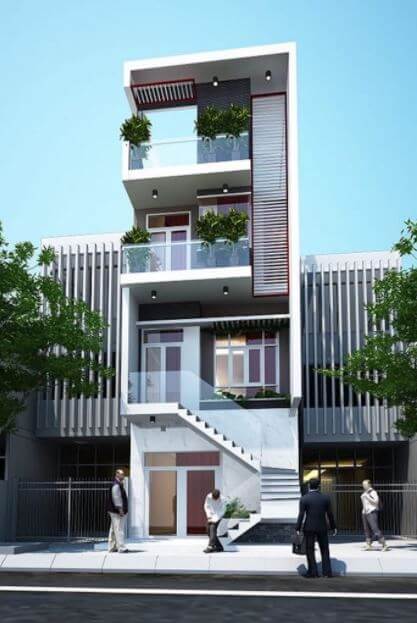 cầu thang ngoài trời lên sân thượng