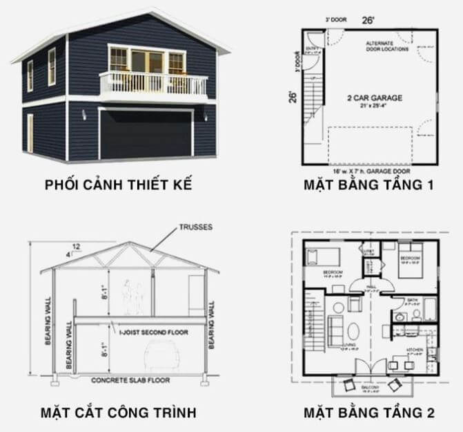 mẫu nhà lắp ghép 2 tầng đẹp