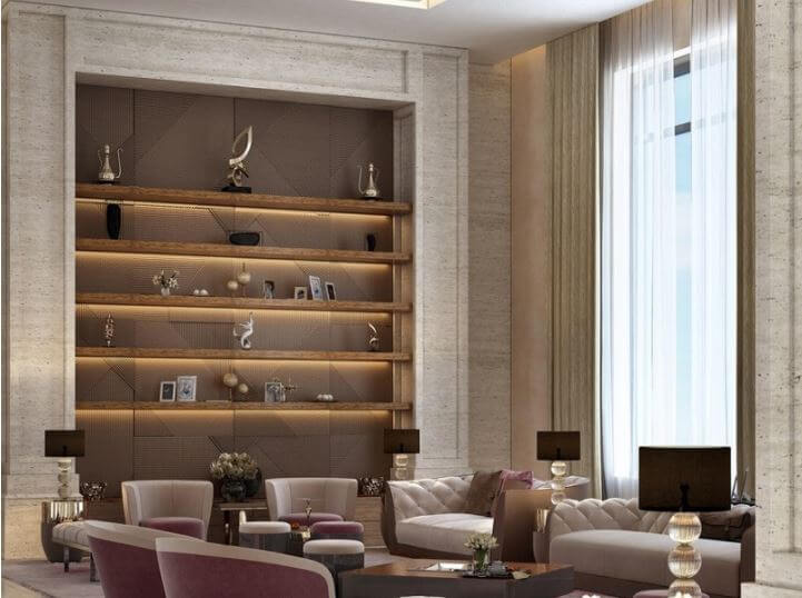 ô trang trí âm tường phòng khách