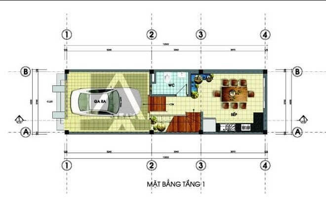 thiết kế nhà nhỏ 20m2 4 tầng