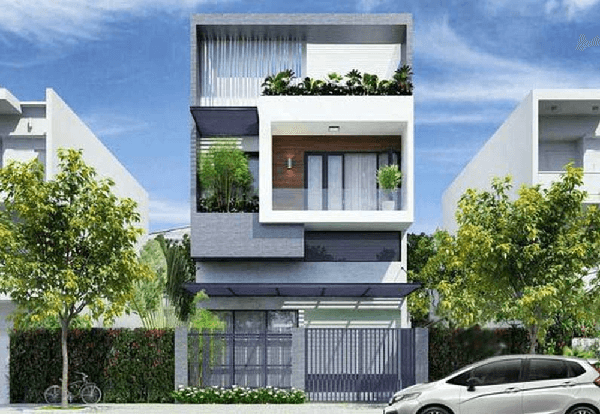 mẫu nhà 2 tầng đẹp có sân thượng