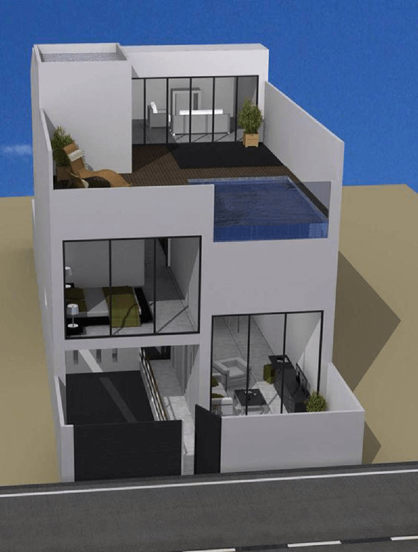 mẫu nhà 2 tầng đẹp có sân thượng