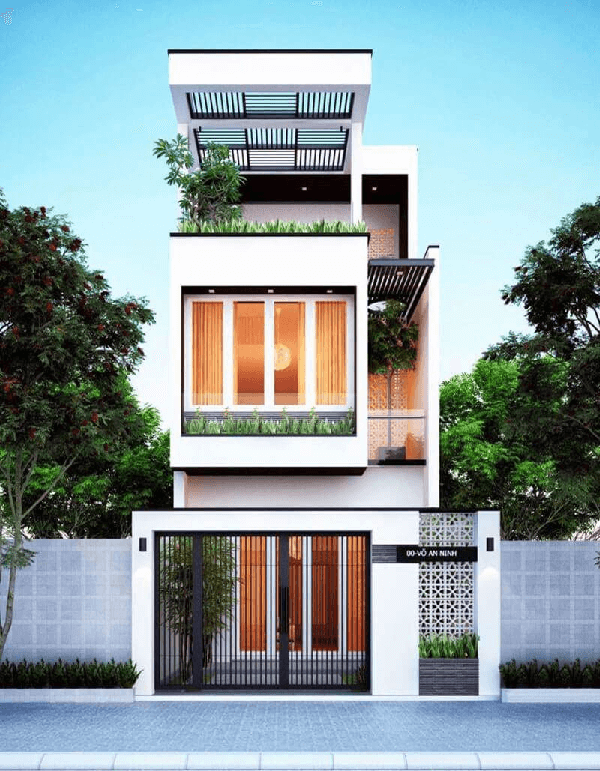 mẫu nhà 2 tầng đẹp có sân thượng
