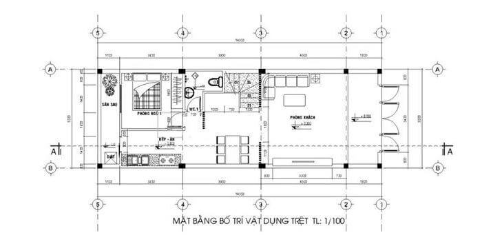nhà ống 2 tầng mái thái mặt tiền 5m