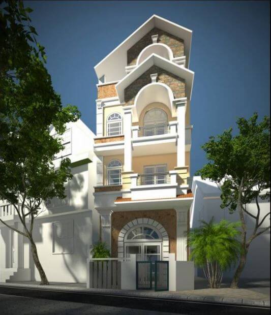 nhà ống tân cổ điển 2 tầng