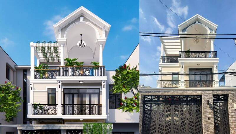 nhà ống tân cổ điển 2 tầng