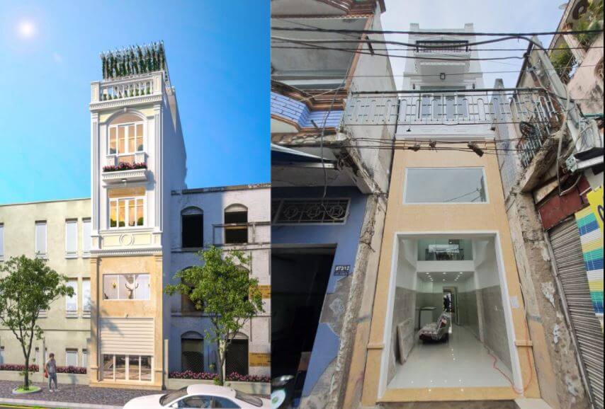 nhà ống tân cổ điển 2 tầng