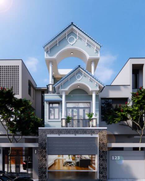nhà ống tân cổ điển 2 tầng