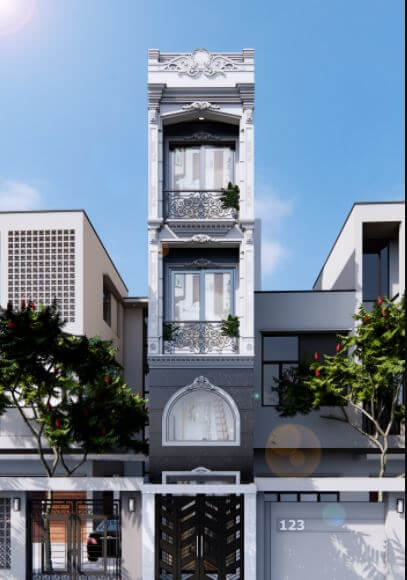 nhà ống tân cổ điển 2 tầng