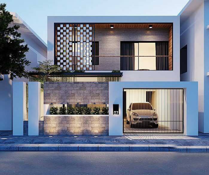 mẫu nhà 2 tầng mái bằng đẹp hiện đại