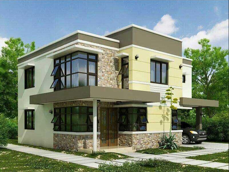 mẫu nhà 2 tầng mái bằng đẹp hiện đại