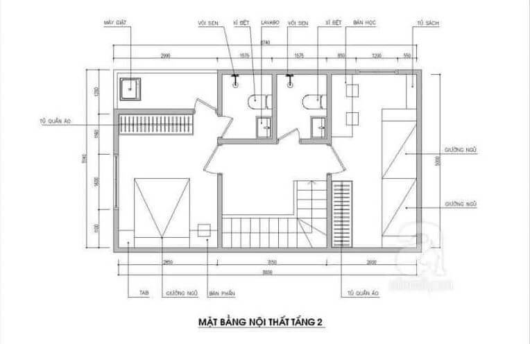 thiết kế nhà 40m2 2 tầng có gác lửng