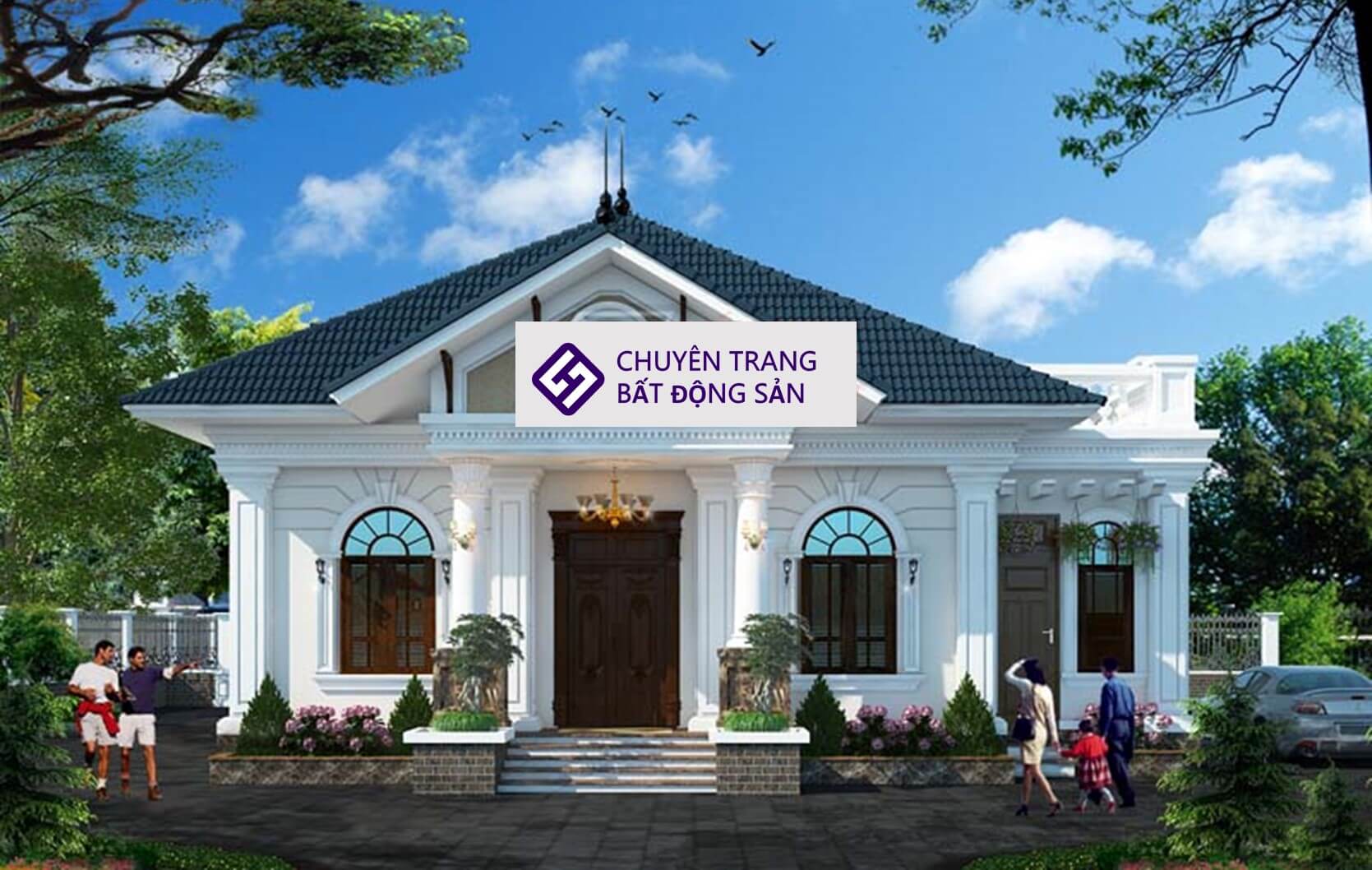trang trí mặt tiền nhà vuông