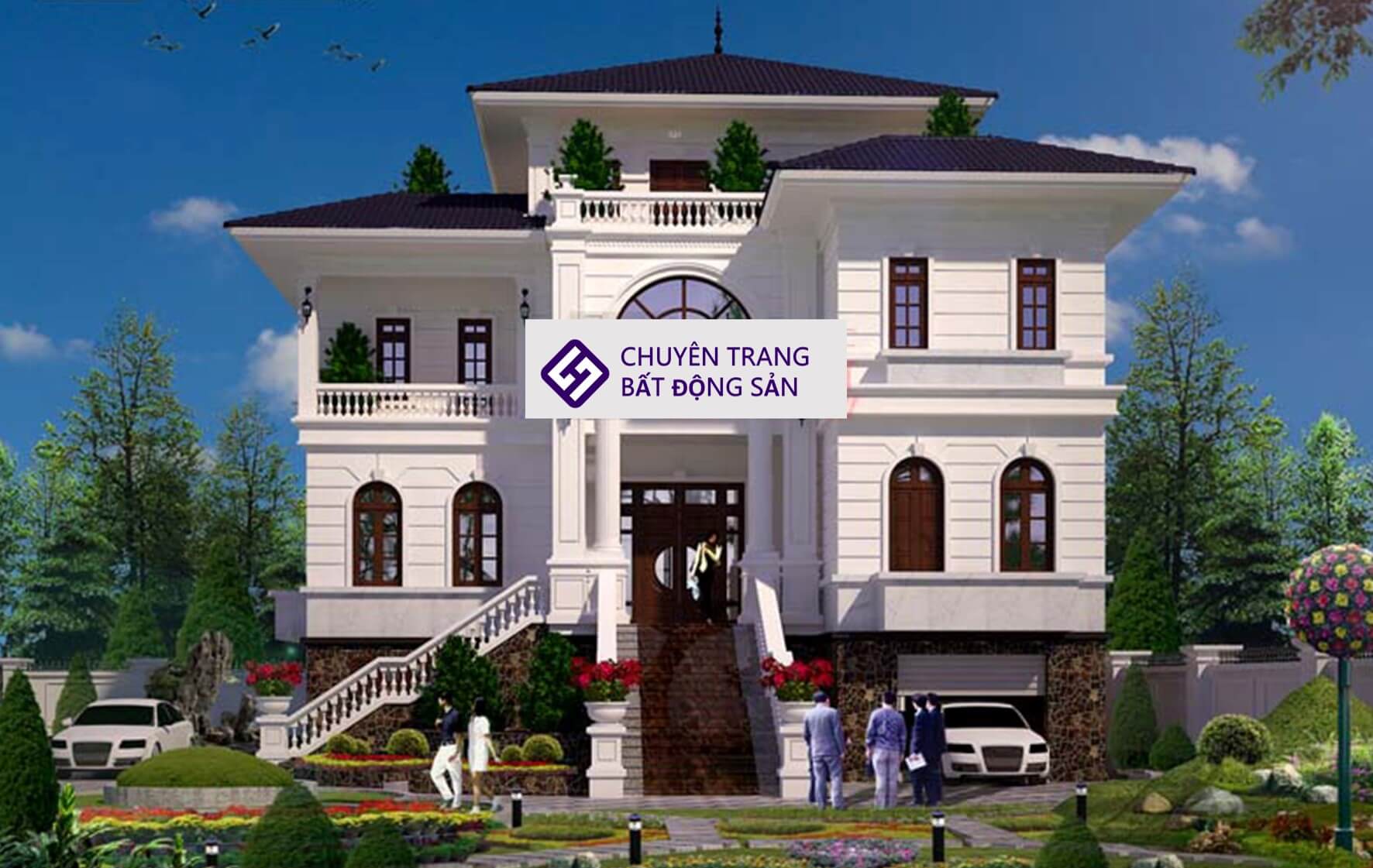 trang trí mặt tiền nhà vuông