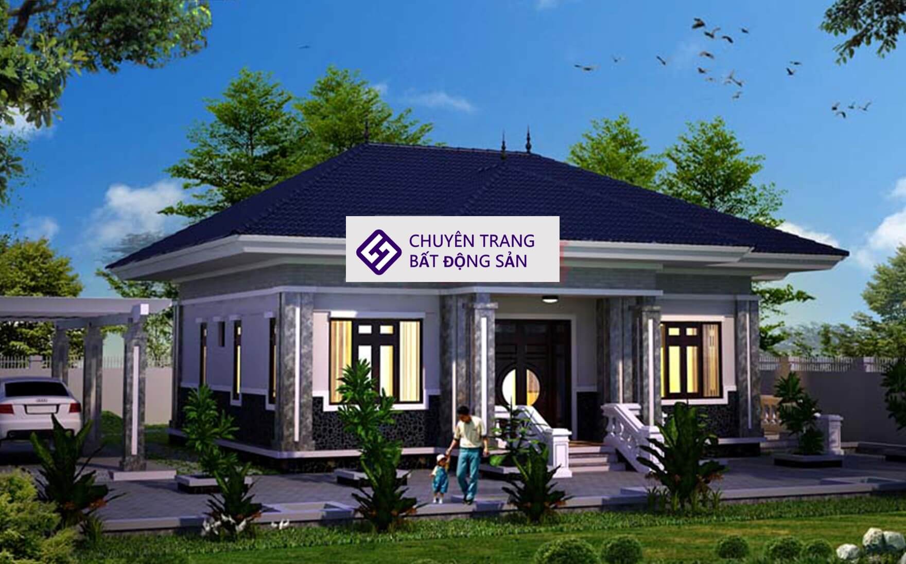 trang trí mặt tiền nhà vuông