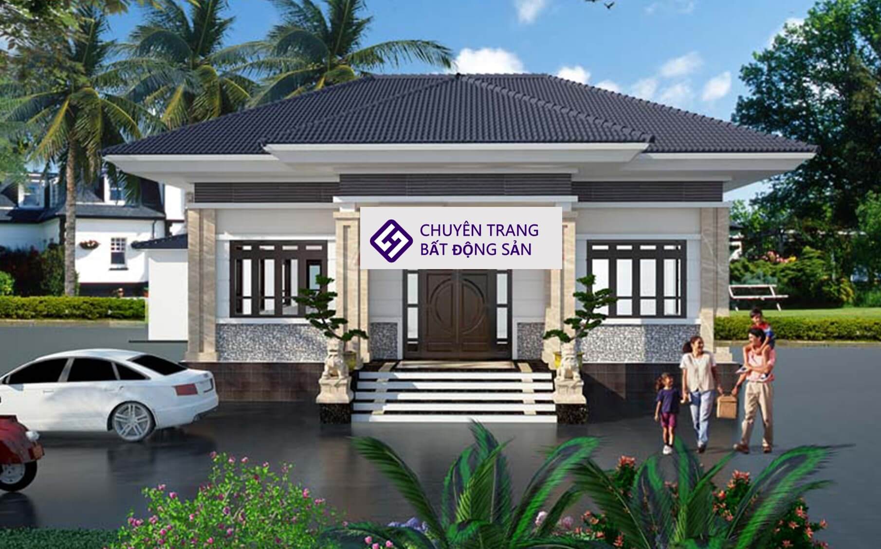 trang trí mặt tiền nhà vuông