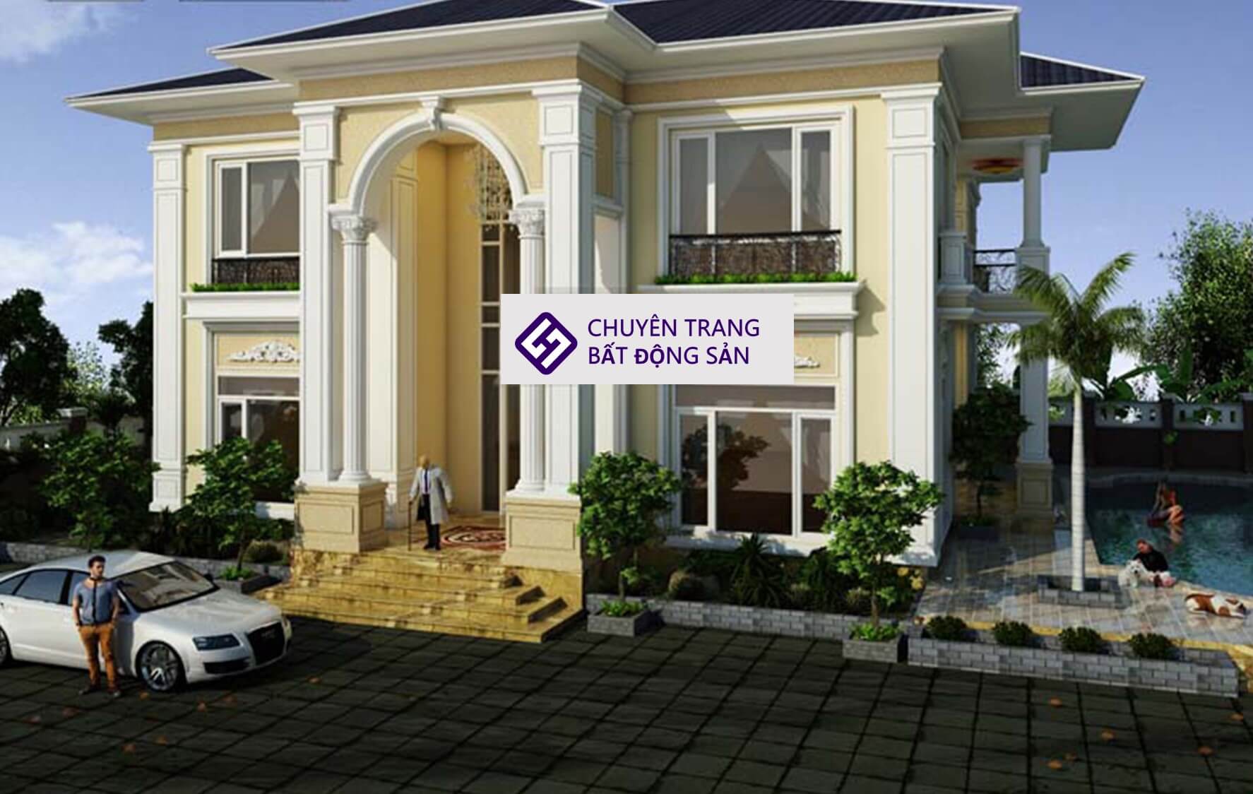 trang trí mặt tiền nhà vuông