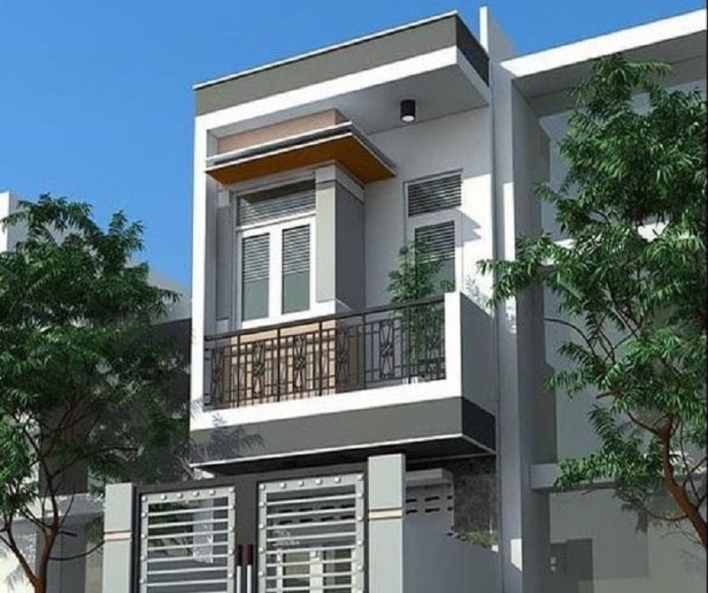 Mẫu nhà 2 tầng mái bằng hiện đại
