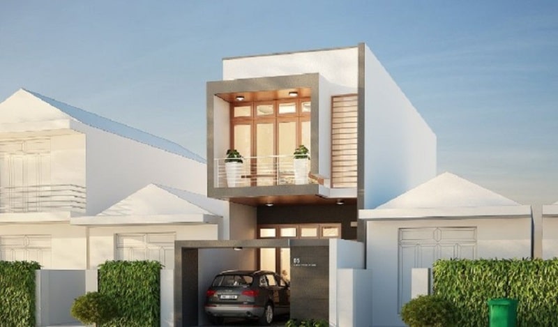 Mẫu nhà 2 tầng mái bằng hiện đại