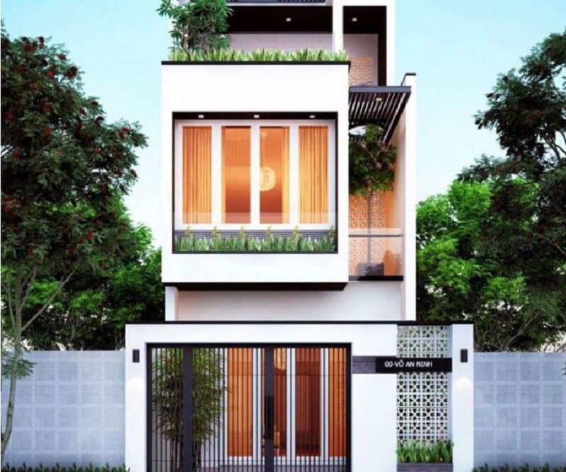 Mẫu nhà 2 tầng mái bằng hiện đại