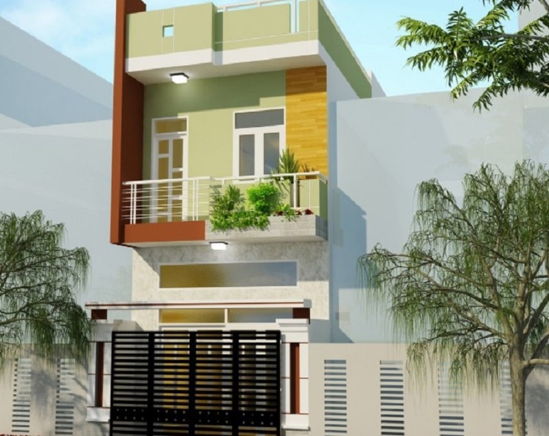 Mẫu nhà 2 tầng mái bằng hiện đại