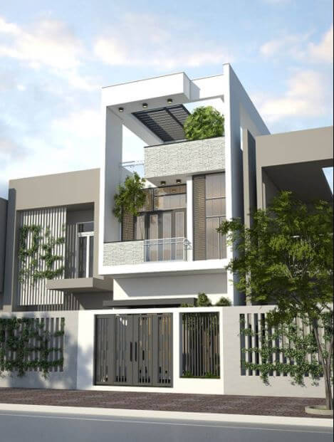 mẫu nhà 2 tầng có sân thượng