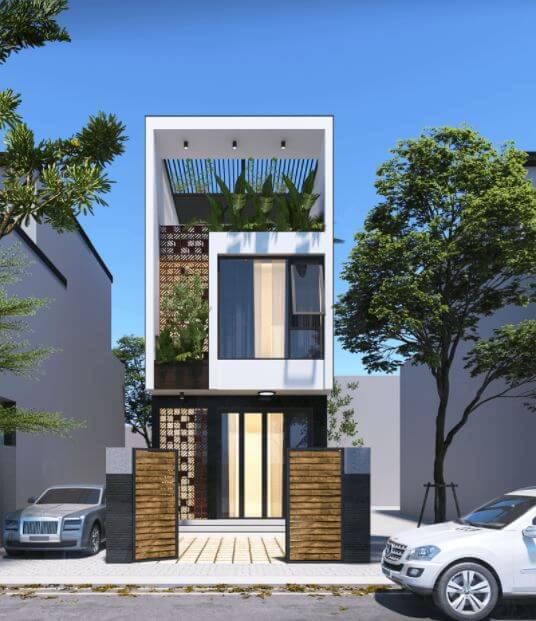 mẫu nhà 2 tầng có sân thượng