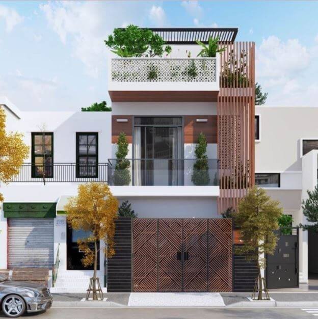 mẫu nhà 2 tầng có sân thượng