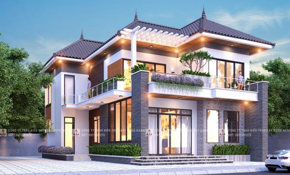 mẫu nhà hai tầng mái Nhật