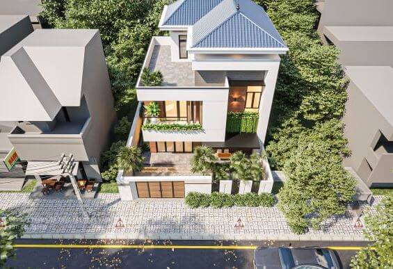 mẫu nhà hai tầng mái Nhật