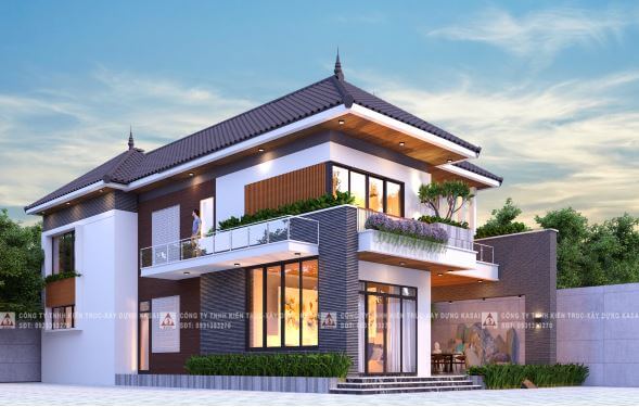 mẫu nhà hai tầng mái Nhật