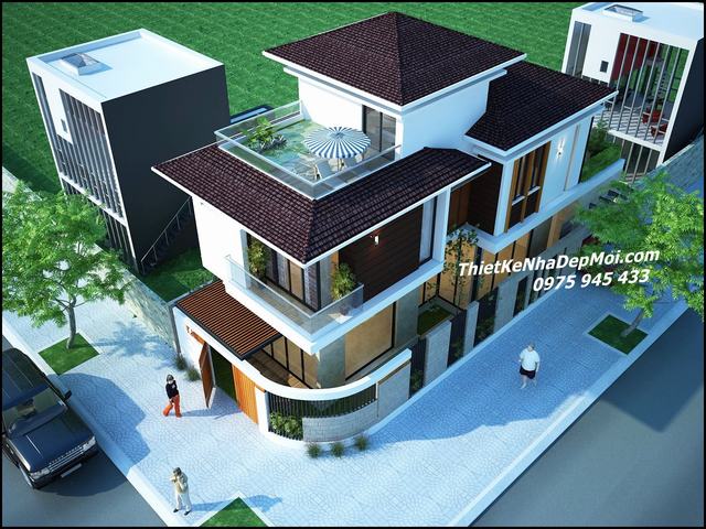 nhà góc 2 tầng