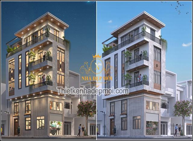 nhà góc 2 tầng