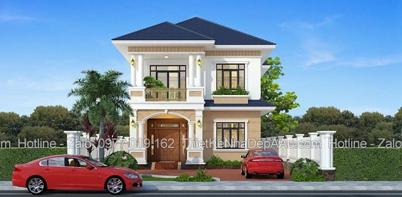 bản vẽ nhà 2 tầng mái nhật