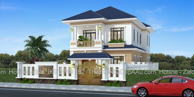 bản vẽ nhà 2 tầng mái nhật