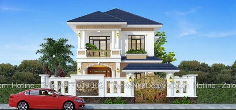 bản vẽ nhà 2 tầng mái nhật