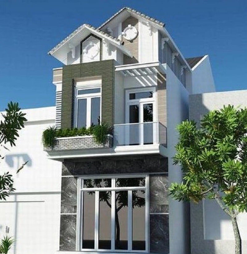 mẫu nhà ống 2 tầng mái thái đẹp 2022
